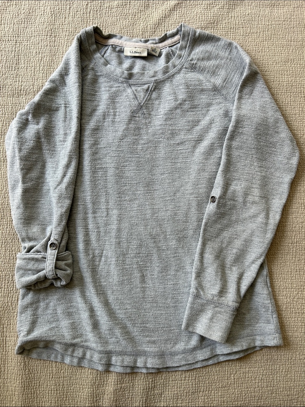 L.L. Bean Heathered Light Gray Long Sleeve Crewneck
